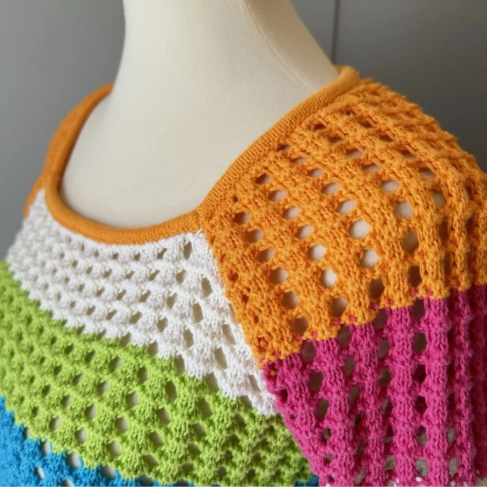 Crochet Knit Colorfull Sweater Womens XXS Wild Fable Bathing Suite Coverup Beach - Picture 5 of 8